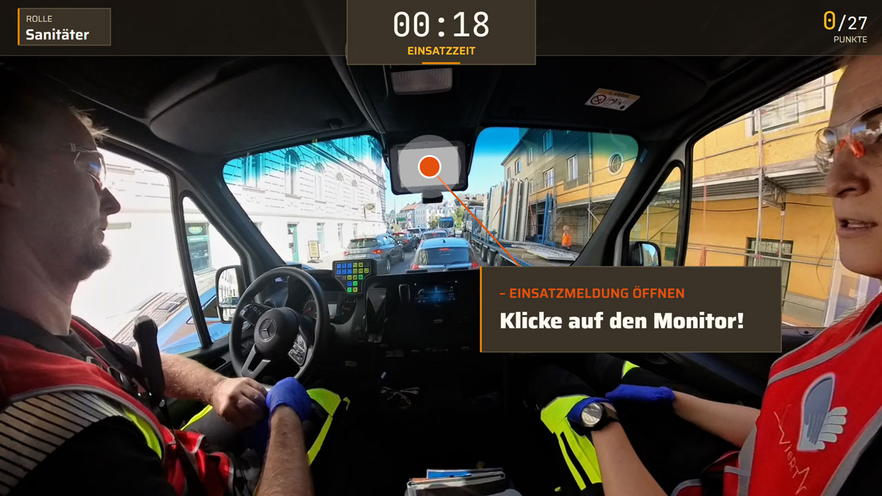 Ambulance run, first-person perspective